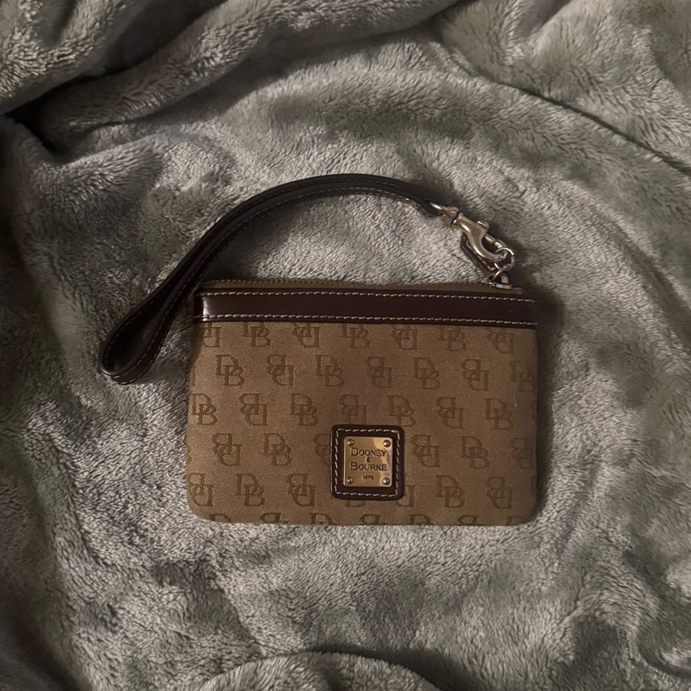 Dooney & Bourke Tan and Brown Monogram Wristlet